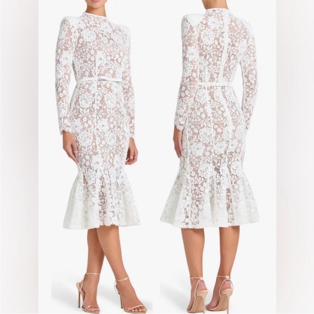 NADINE MERABI Juliette Long Sleeve Lace
Cocktail Dress In White Size 2